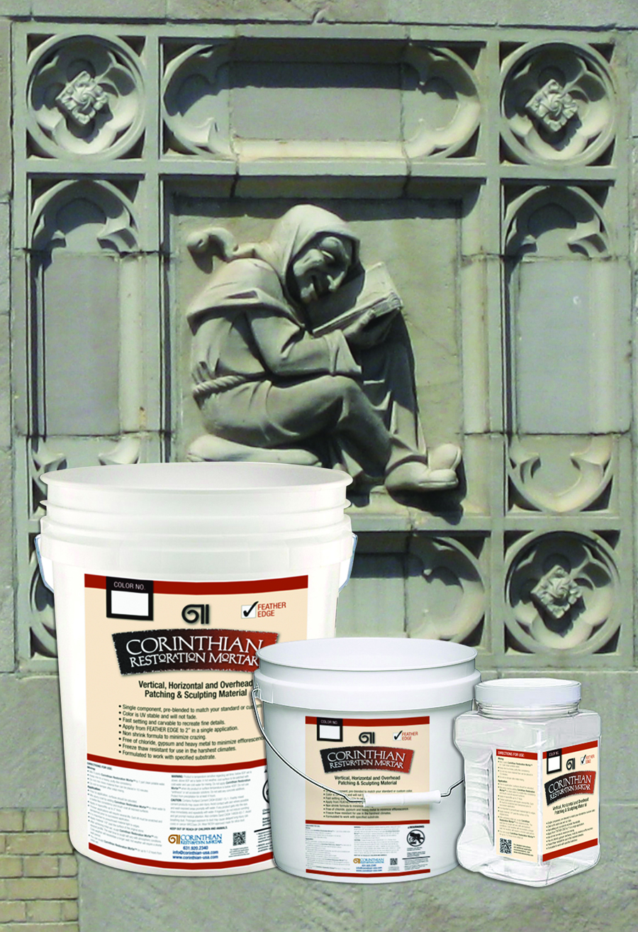 CORINTHIAN RESTORATION MORTAR is a single component, Portland Cement based, polymer modified material designed to restore and rehabilitate vertical and overhead stone surfaces and profiles without the need for costly form work. <b>Go to Site</b>